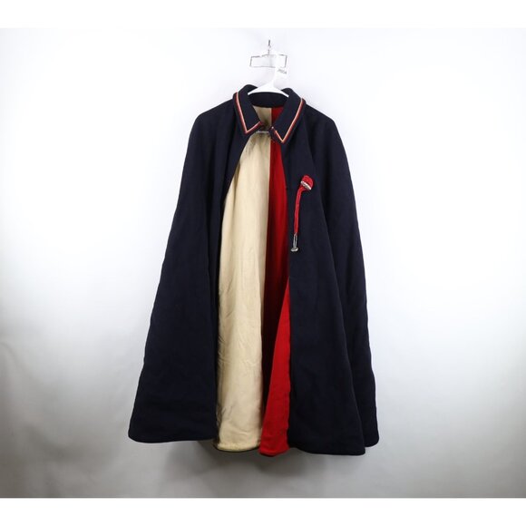 Vtg 30s 40s Distressed Heavyweight Wool Military Band Cape Nurse Cloak Womens - Picture 1 of 16